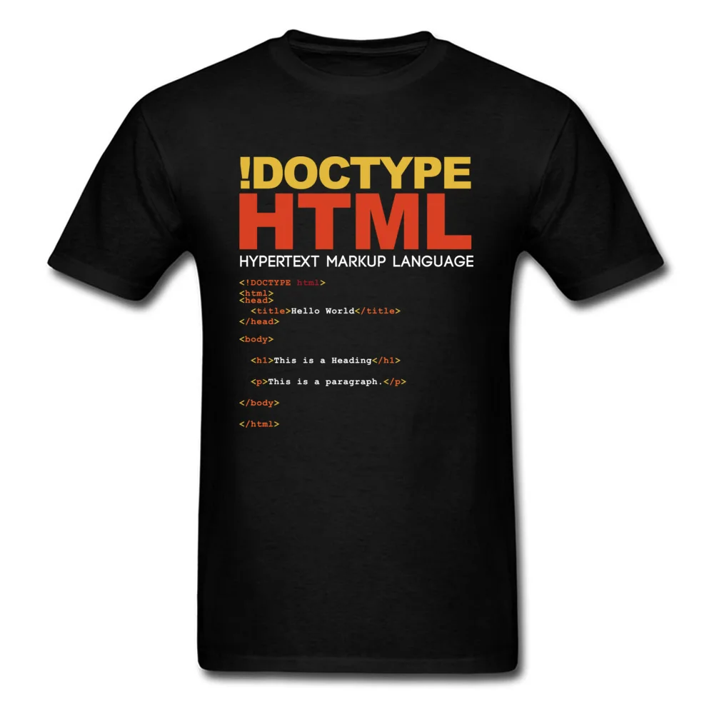 

Geek Men T-Shirt HTML T Shirt Drop Shipping Tshirt Funny Tops !Doctype Letter Tees Printed Summer Black Clothes Cotton Fabric
