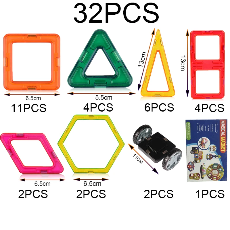 32-135 шт Большой размер магнитные блоки Набор конструкторов для детей магнитные дизайнерские модели и строительные игрушки развивающие игрушки для детей