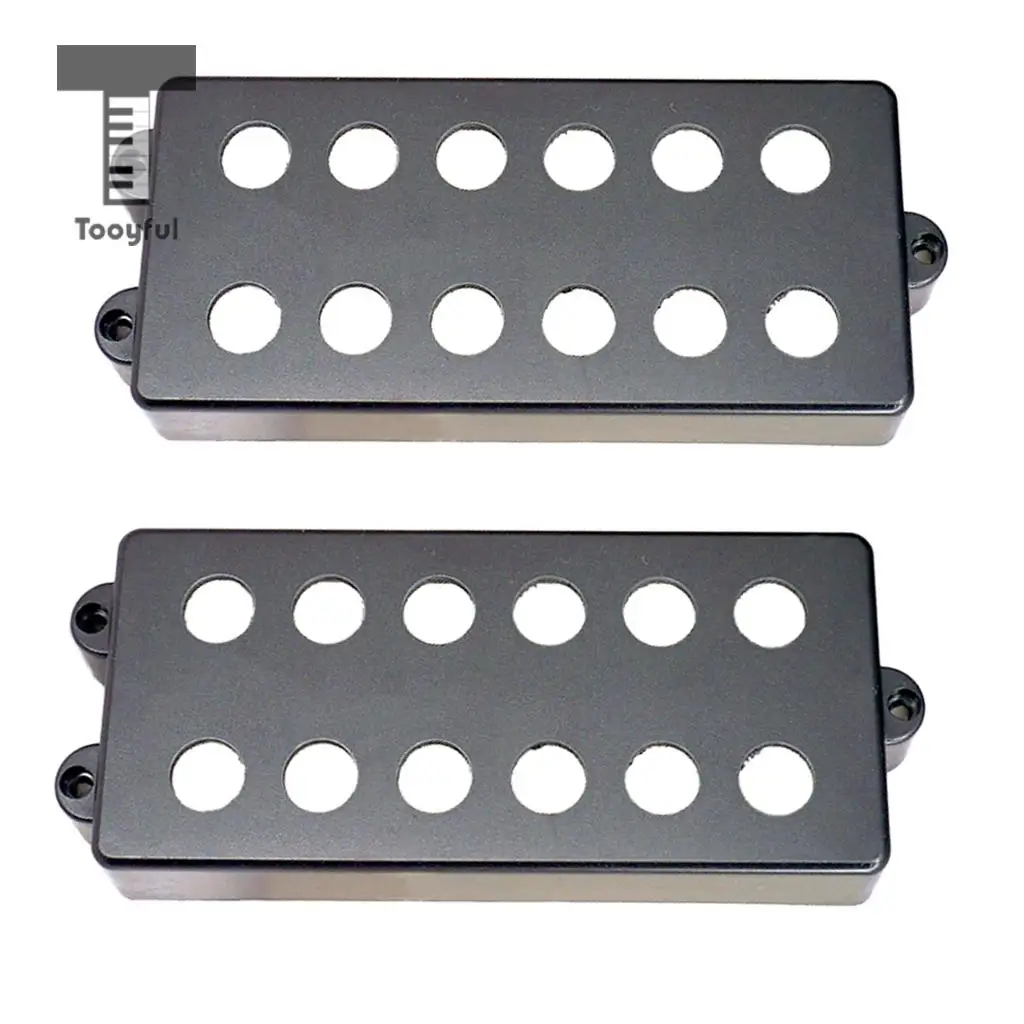 Tooyful 2Pcs Black Plastic Pickup Cover Humbucking Open Double Coil for 4-6 String Electric Bass
