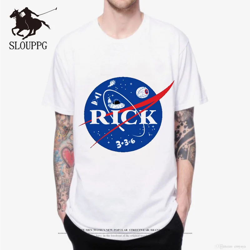 Slouppg Новинка 2019 футболки Для мужчин Рик и Морти Футболка с принтом круглым