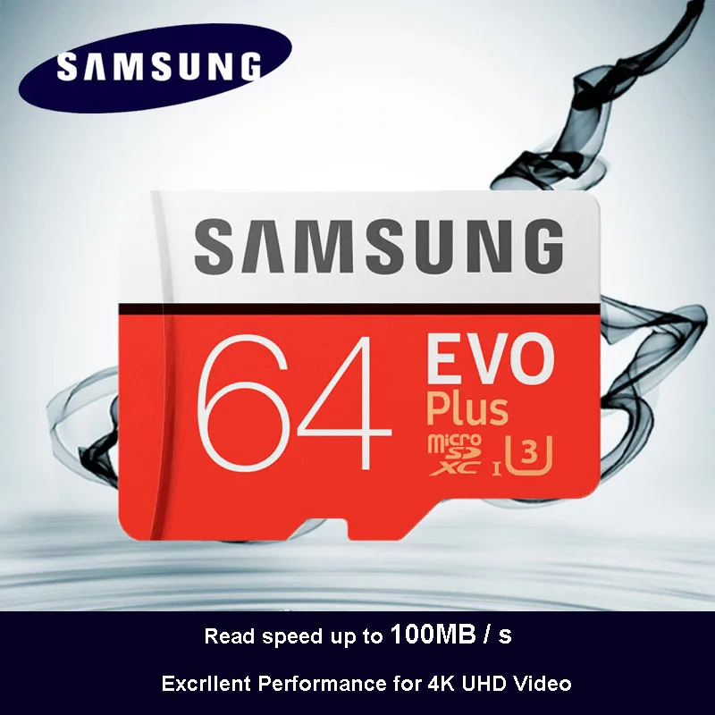 SAMSUNG карта памяти Micro SD card 64 Гб u3 карты памяти EVO Plus 64 Гб Class10 TF карты C10 80 МБ/с. MICROSDXC UHS-1