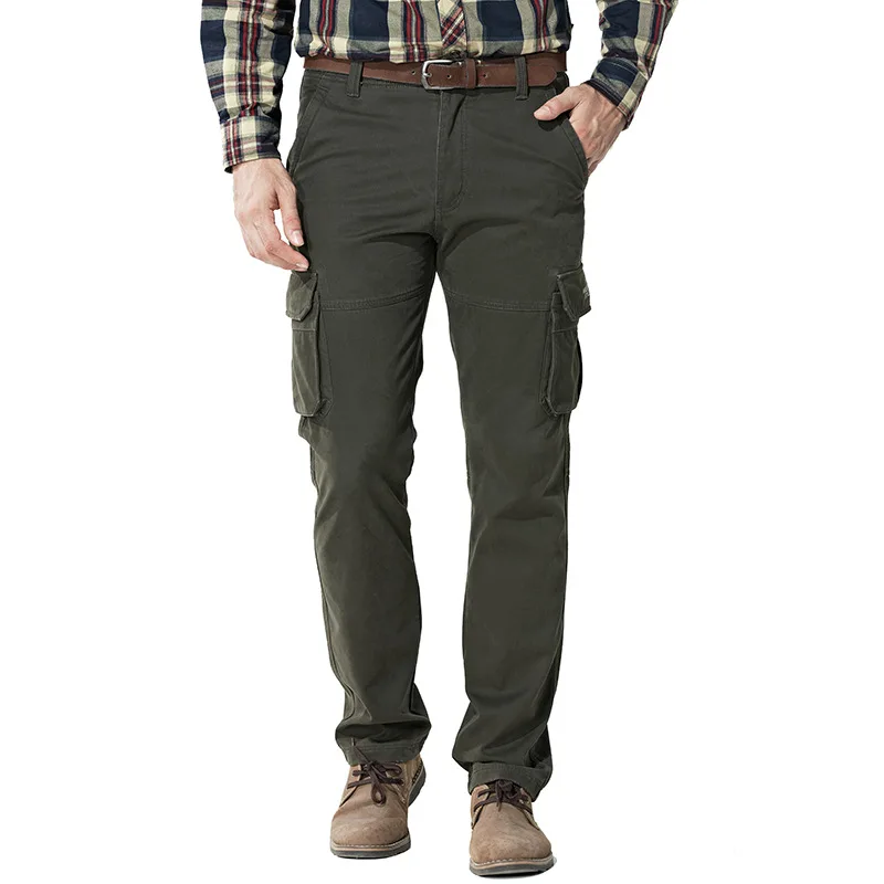 AFS JEEP зимние брюки карго мужские толстые теплые флисовые брюки мужские тактические брюки мужские Мульти карманы военные брюки мужские Размер 30-44 - Цвет: Армейский зеленый