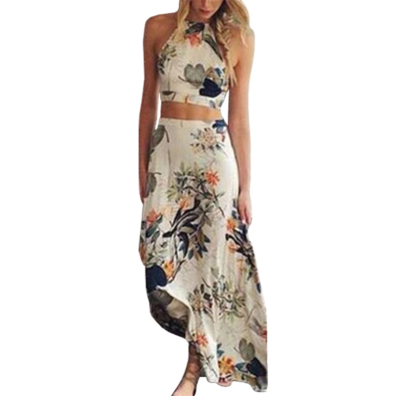 

Europe America vest dress new long vestido elegant flower halter dresses short-sleeved clothing vestidos LBD8223