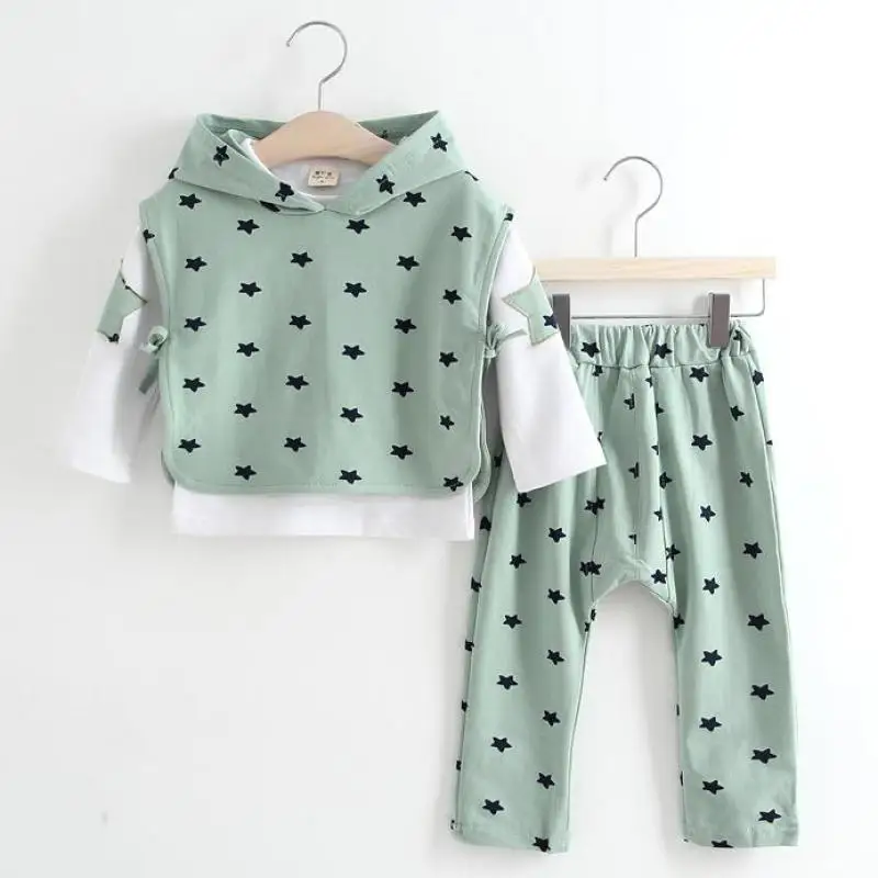 

Spring Autumn Children Clothing Sets Fashion Five-pointed Star Waistcoat + Long Sleeve Shirt + Pants 3pcs Baby Girl Boy Suits