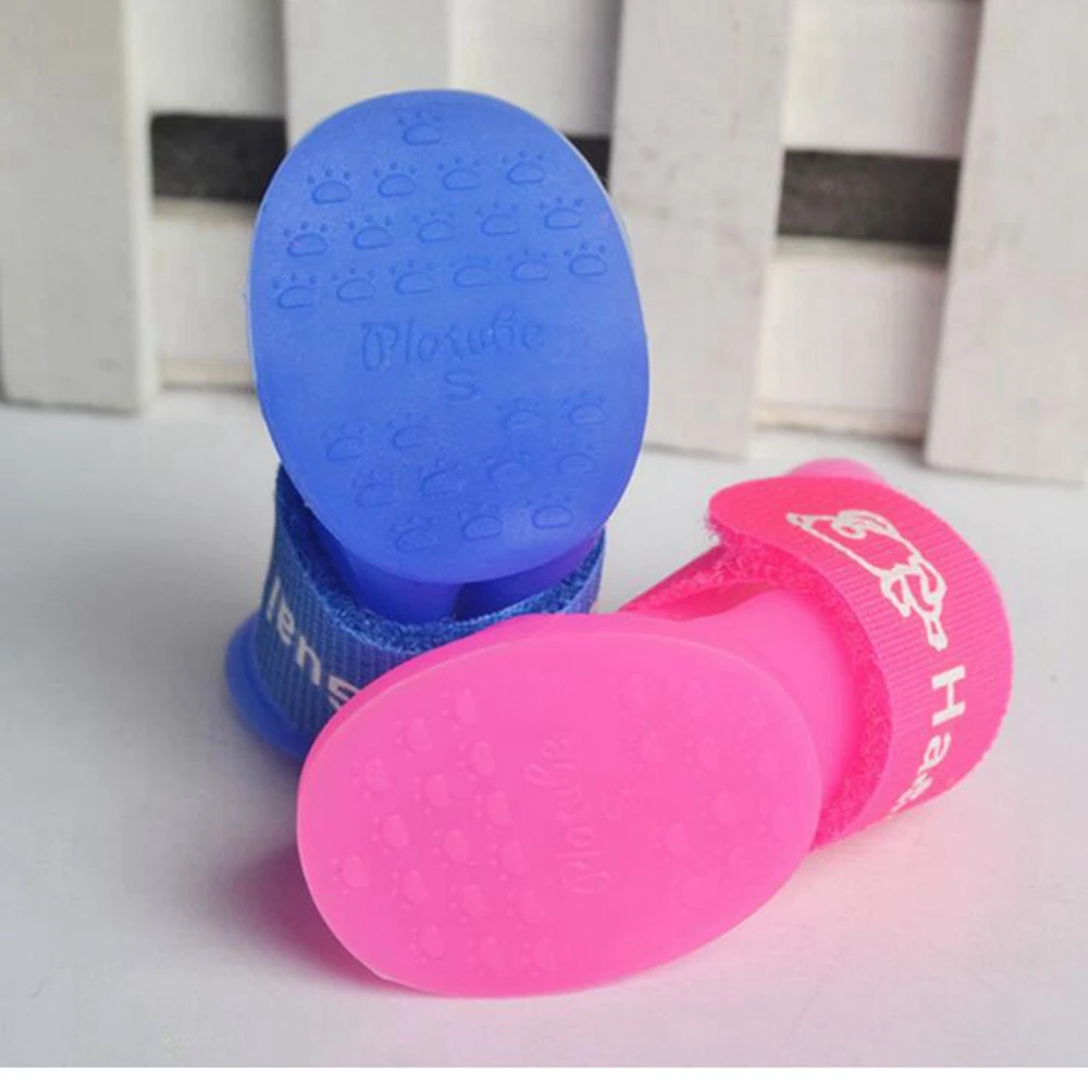 Title 2, Silicone Dog Shoes Waterproof Boots Non-Slip Bo...