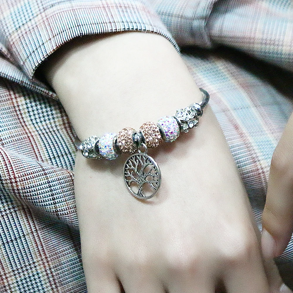 

HIYONG Tree of Life Stainless Steel Bangles for Women Girls Bracelet Charm Unisex Bracelet Stainless Steel Pendant Adjustable