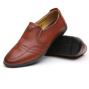 

9619 New Fashion Men's Shoes Middle and Old Aged Breathable Leather Men's Casual Shoes Soft Surface Dad Shoes