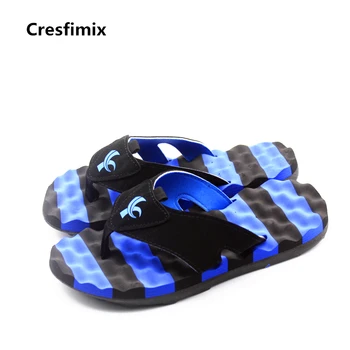 

Cresfimix chanclas masculinas male fashion comfortable beach flip flops men cool anti skid navy blue summer flip flops a744