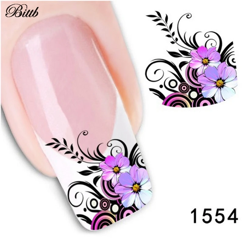 

Bittb DIY Nail Decals Light Purple Flowers Fingernail Beauty Makeup Nail Art Adhesive Foils Manicure Make Up Tool Nail Stickers