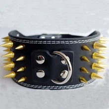3 zoll Wide gold farbe versetzt beschlagene leder hundehalsbänder 16-24″ für mittlere große Rassen pitbull Dogge boxer Tyrann 3 Größen