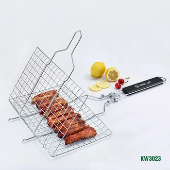 

Barbecue Grill Basket Stainless Steel Barbecue Net Folding Grilled Net Grill Square Grilled Fish Chicken Net Outdoor Detachable