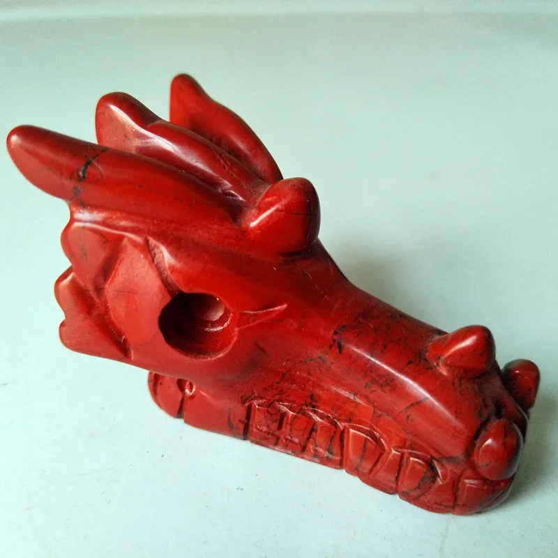 Natural quartz crystal carving dragon head Oriental god