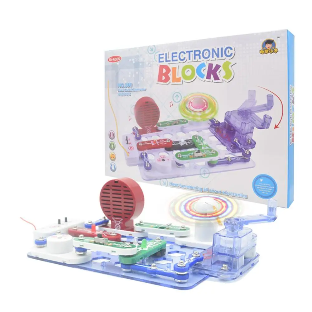 

Electronic Circuit Blocks DIY Hand Crank LED Fan FM Radio Compound Mode Circuits Education Kids Assembling Toys for children