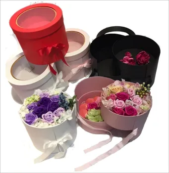 

Florist packing box two floors can be turn around open PVC window flowers box wedding party Mother's Day Christmas packing box