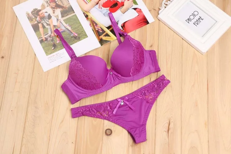 Sexy Bra Set Cheap High quality Bra And Thong Sets Solid Patchwork Lace Underwear Set for Women Push Up sexy bra and panty