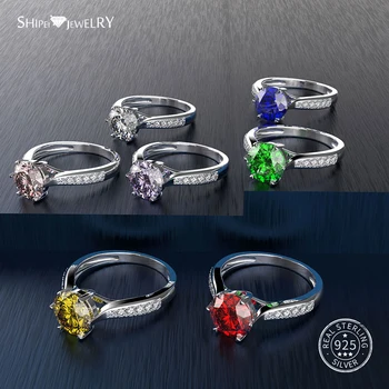 

Shipei 7 Color Gemstone Sapphire Ring for Women 925 Sterling Silver Sapphire Citrine Ruby Engagement Promise Ring With Zircon
