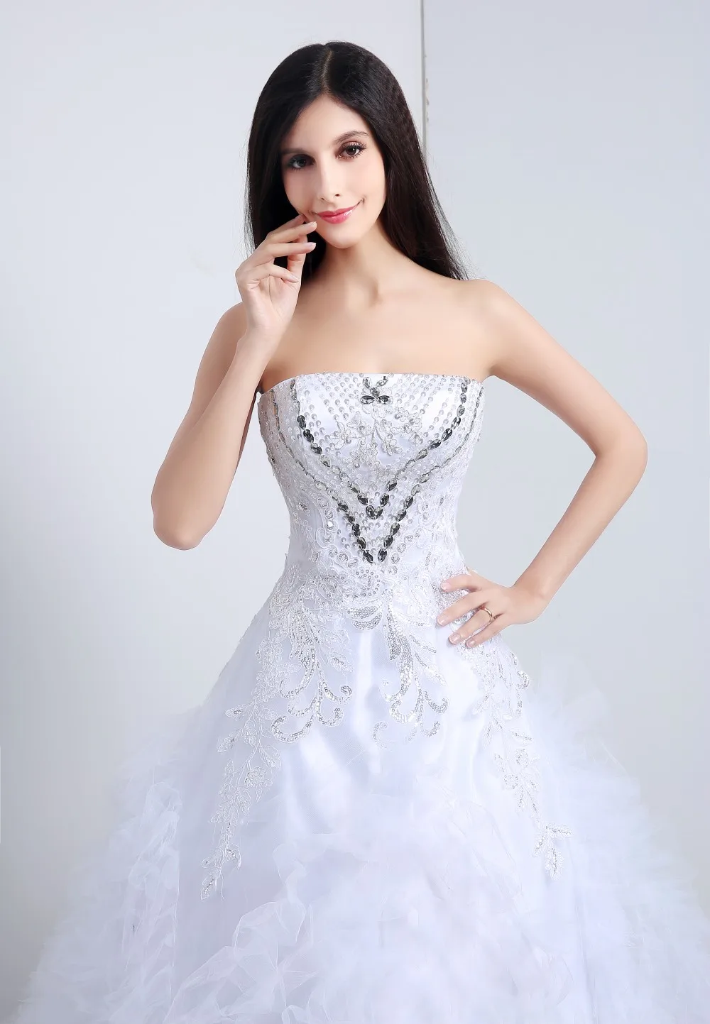 Vestido де noiva Новый Роскошный Королевский Свадебное Платье 2017 Без Бретелек Собора