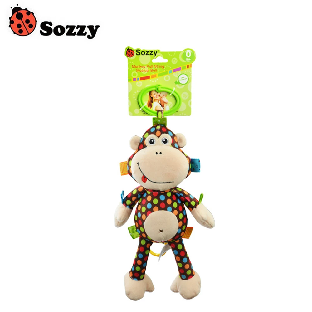 Sozzy peluche bébé jouet Sozzy bébé hochet jouets singe tirer cloche jouets en peluche infantile apaiser poupées en gros