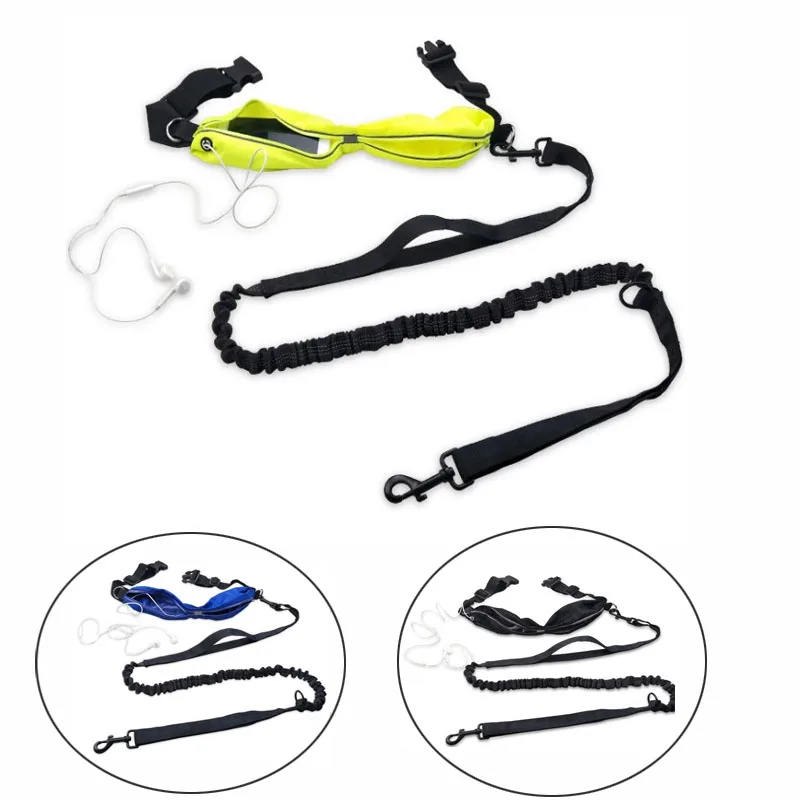 

Hands Free Dog Leash Dual Handle Control Walking Running For Pet Dog Leash Two Reflective Elastic Bungees Waist Belt Pouch CL169