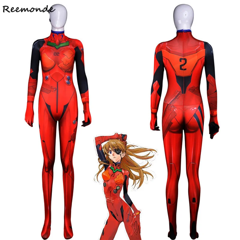 

Neon Genesis Evangelion EVA Asuka Langley Cosplay Ladies Bodysuits One-piece Female Jumpsuit For Women Kids Rompers Costumes