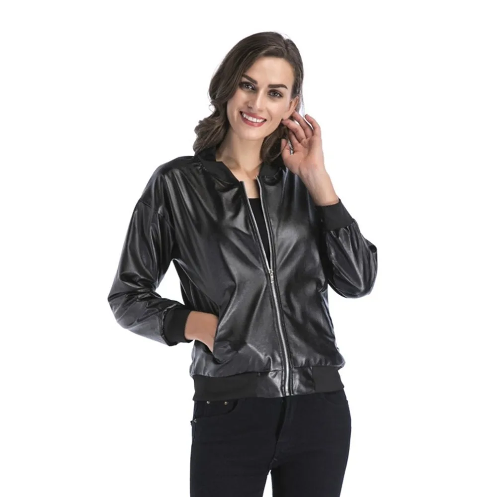 2018 Women Spring Autumn Jacket Soft Faux Leather Jackets Lady Motorcyle Zippers Biker 