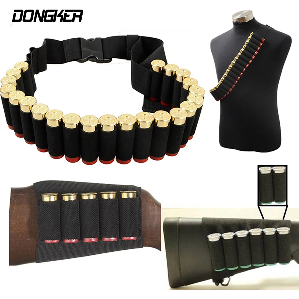 

Airsoft Bullet Pouch 12GA Gun Bandoliers Cartridge Belt Buttstock Round Holder 5/8 Round Ammo holder Cover Tactical For Hunting