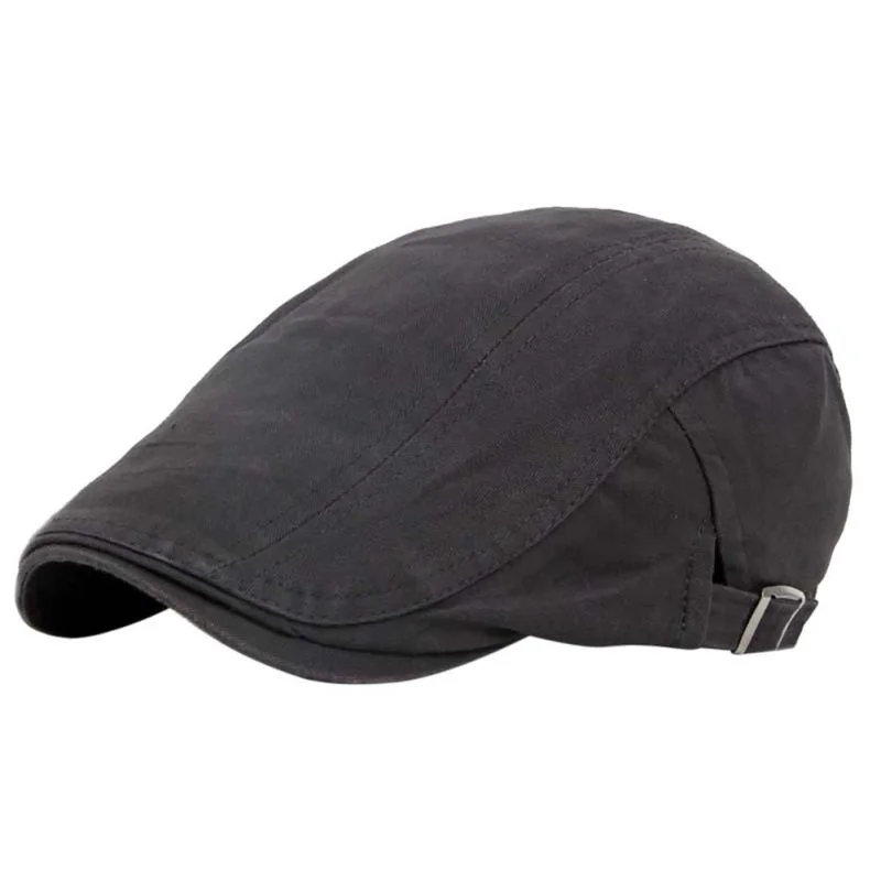 

Men Solid Cotton Sports Hiking Caps Hat Golf Driving Summer Sun Flat Forward Berets Cap