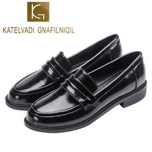KATELVADI/Осенняя обувь в японском стиле «Лолита»; Женская обувь в школьном стиле; обувь для отдыха в стиле Лолиты; черная обувь из искусственной кожи с круглым носком; K-479