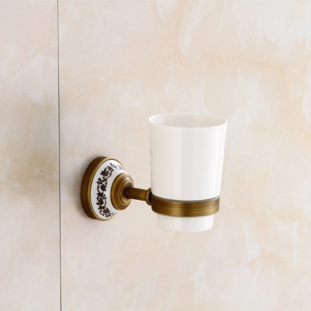 New Cup & Tumbler Holders Antique Tumbler Toothpaste Toothbrush Holder With sigle Ceramics Cups Bathroom Accessories 9223K