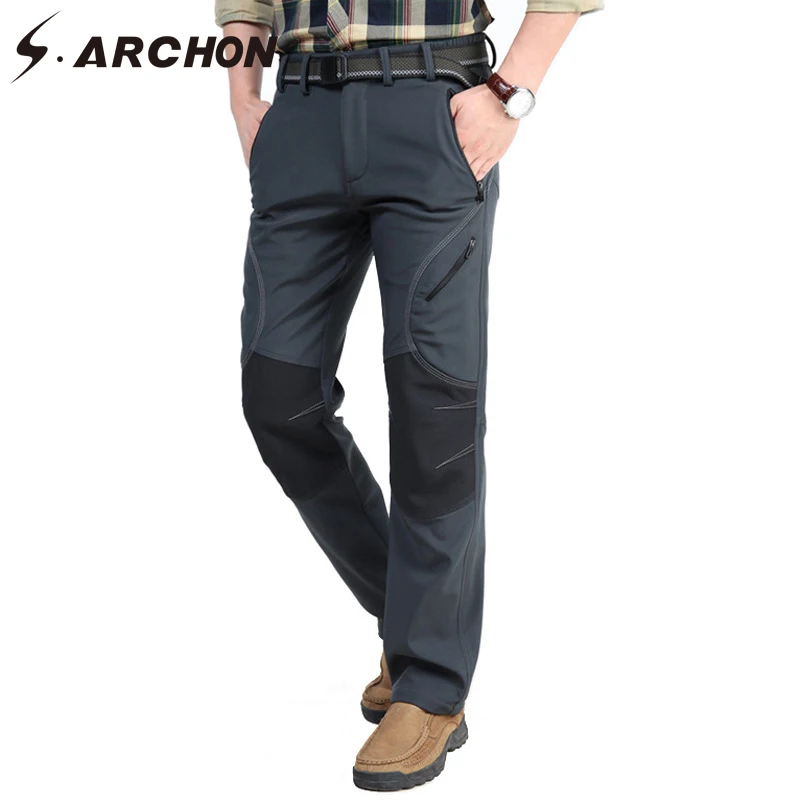 

S.ARCHON Winter Tactical Cargo Pants Men Softshell Fleece Pant Mlitary Army Combat Windproof Warm Thermal Straight Trousers Man