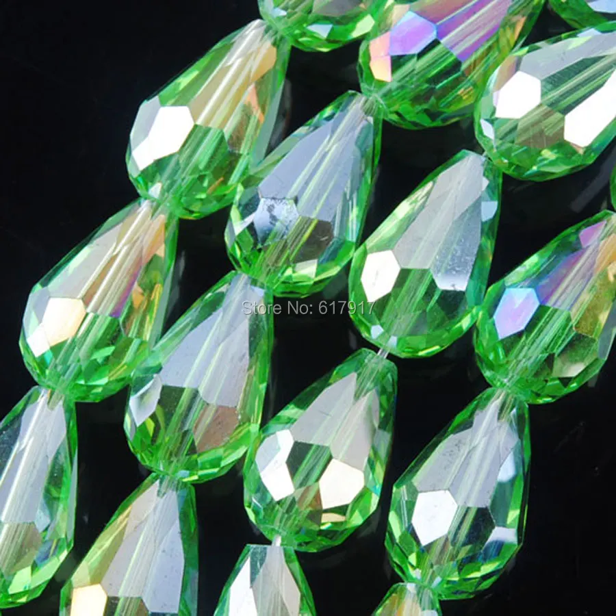 

Free Shipping Green Crystal Faceted Teardrop Spacer 10x14mm Loose Beads For Bracelet Necklace Jewelry Making 50pcs/lot TA3000