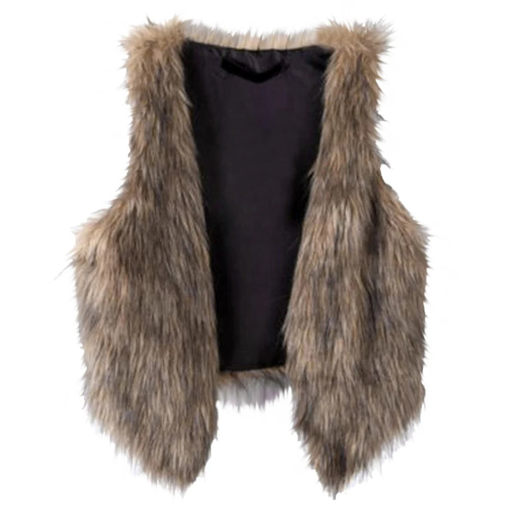 Women Sleeveless Casual Faux Fur Vest Gilet Jacket Coatin Vests