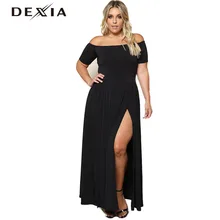 DEXIA Plus Size Long Sexy Women Dresses 2017 Autumn O-Neck Short Sleeve Solid Loose Vestidos Female Fashion Evening Clothing