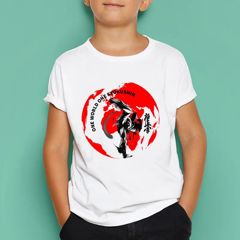 Kyokushin каратэ Kanji и символ печати футболка летние детские отличные повседневные