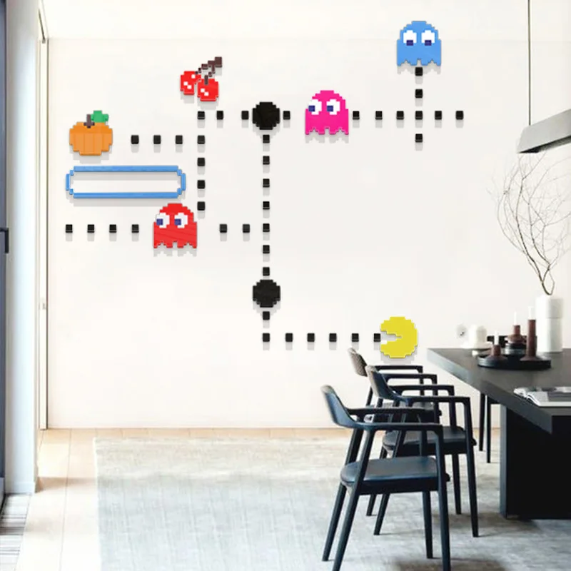 

Monster Pixel Design Acrylic Wall Sticker Kids Room Comic Game Store Cafe Salon Wall Decoration DIY 3D Puzzles Stickers