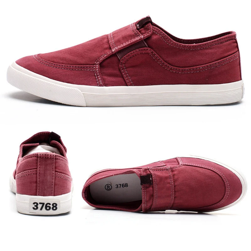 OUDINIAO Men Shoes Canvas Denim Slip On Men Casual Shoes Plimsolls Breathable Male Footwear Spring Sneakers Black Blue Elastic