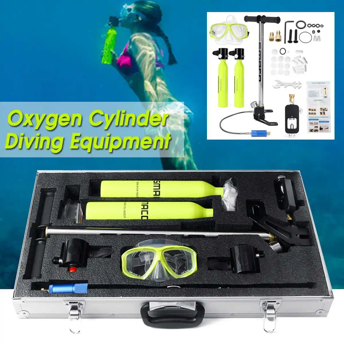 

8 Set MINI Portable Scuba Diving Equipment 2Pcs Spare Oxygen Air Tank Breath 10Min Diving Set