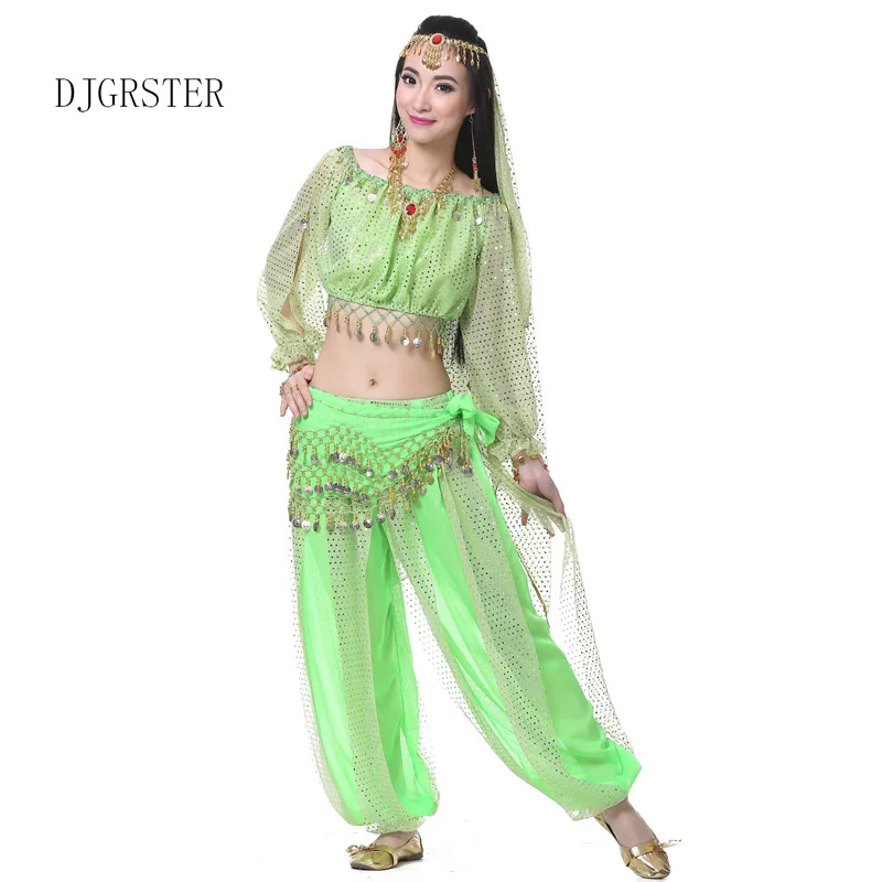 DJGRSTER 5-Piece Belly Dance Costume Set - Bollywood Indian Dress for Women - Tribal Belly Dancing Outfit image 4