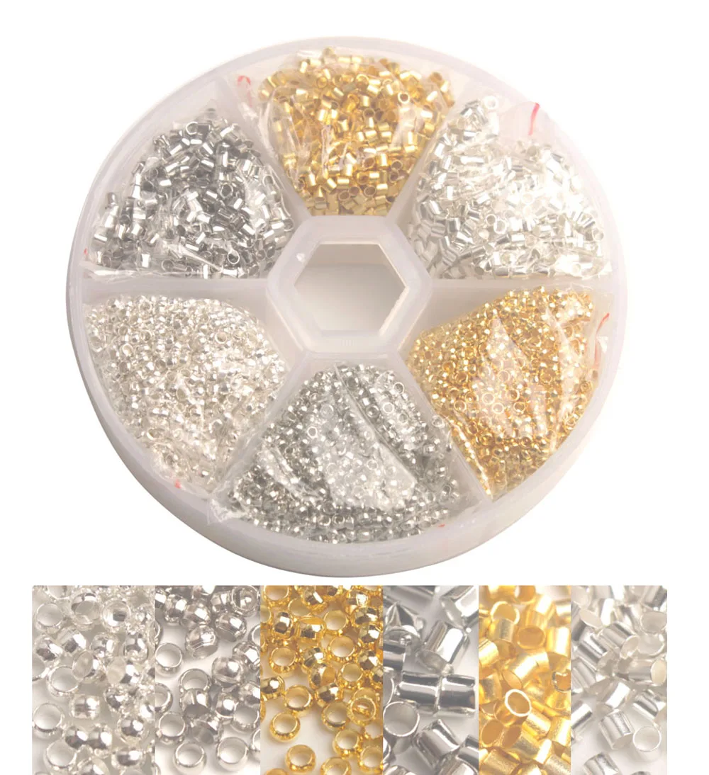 Whole Sales One Box Of 7200pcs Mixed Colors 1.5mm Crimp Tube Beads For