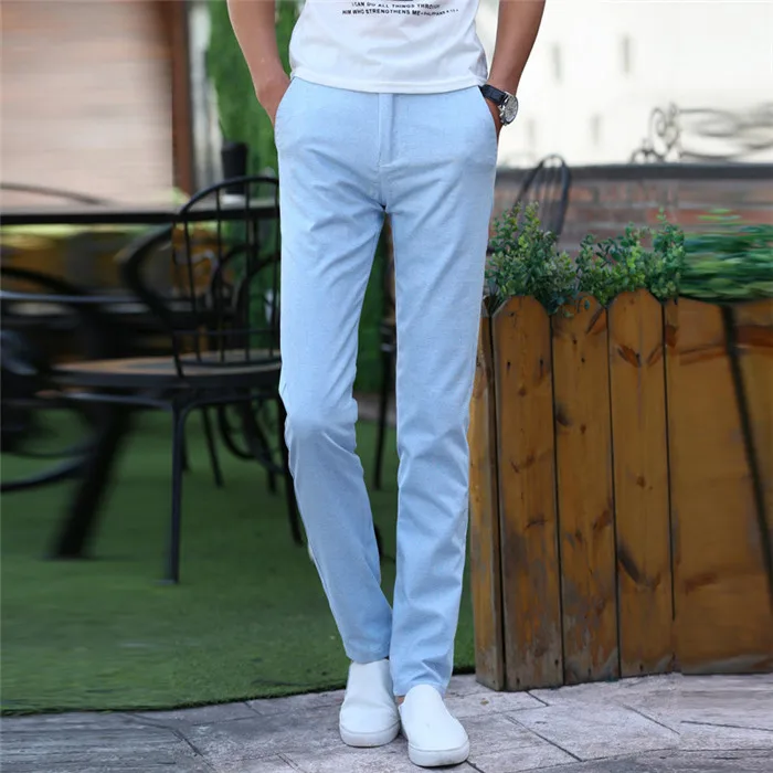 

2019 Spring Autumn New Linen Casual Soft Pants Men Slim Chinos Fashion Khaki Grey Blue Trousers Male Clothing High Quality,1515
