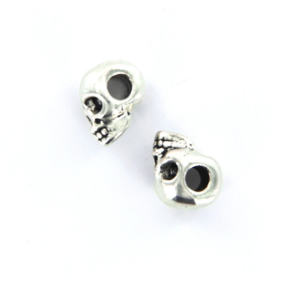 10pcs Fashion Retro Skull Spacer Beads for  Sewing Necklace Bracelets Making DIY Accessories Antique silver Color