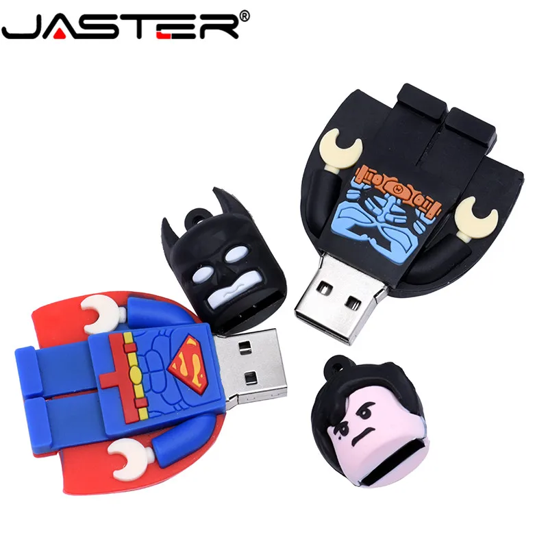 JASTER Новая серия лего Супермен Бэтмен флеш-накопитель USB 2,0 флеш-накопитель Миньоны карта памяти Флешка 4 ГБ 16 ГБ 32 ГБ 64 ГБ подарок