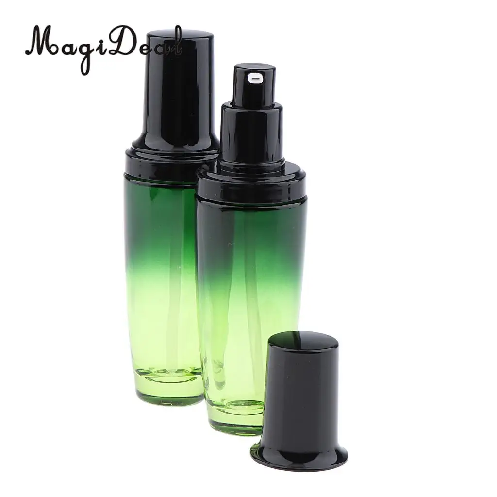Kesoto 2x Empty Glass Makeup Container Face Cream Jars Pump Bottle Case for Travel