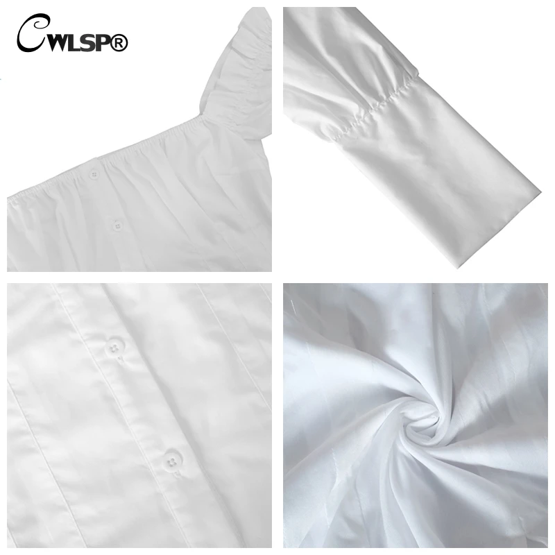 CWLSP otoño blanco Mini vestidos mujeres Slash Neck manga larga imperio Vestido botón una línea lechuga-borde ropa mujer 2018 QL4108 CWLSP otoño blanco Mini vestidos mujeres Slash Neck manga larga imperio Vestido botón una línea lechuga-borde ropa mujer 2018 QL4108