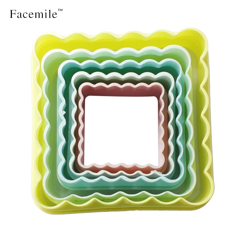 

Facemile 5PCS/Set Square Shape Gift Cutter Fondant Cake Decorating Tool Cookie Sugar Craft 52094