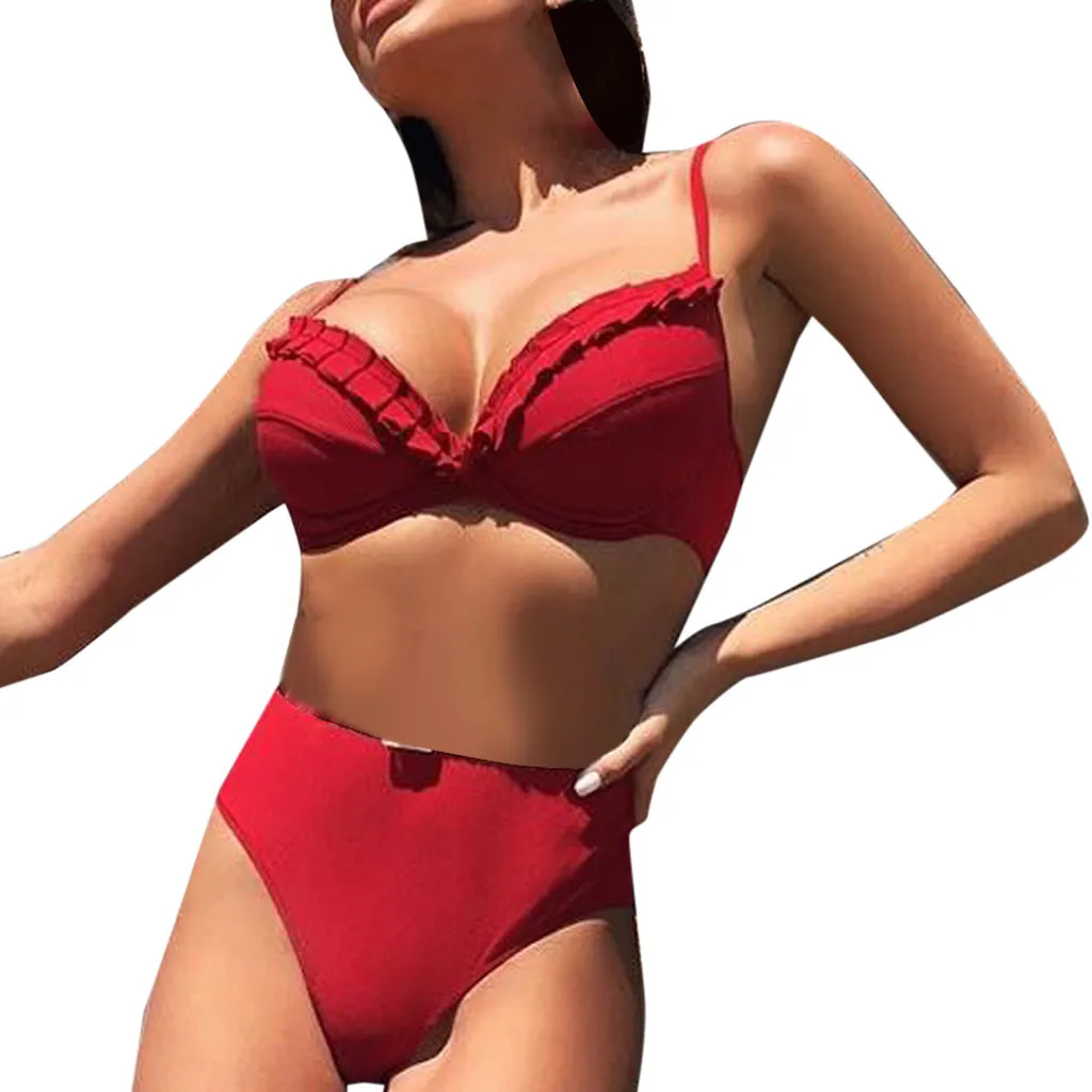Buy ISHOWTIENDA Swimwear Sexy Women Ruffles Bikini