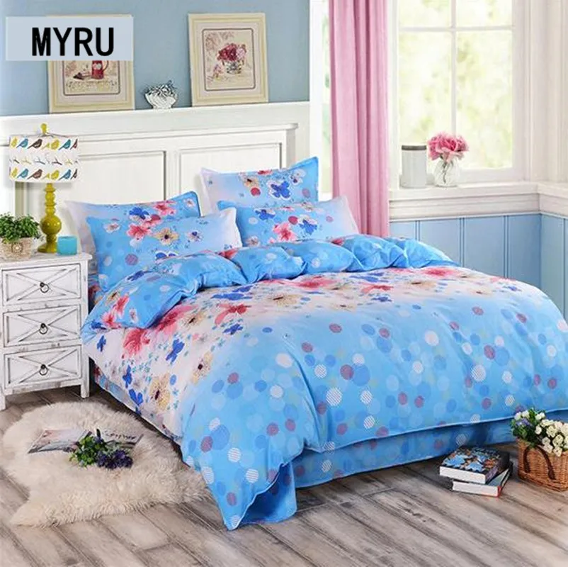 MYRU Cotton Winter Cheap Bedding Sets Full King Twin Queen Kids Size 4Pcs Bed Sheet Duvet Cover ...