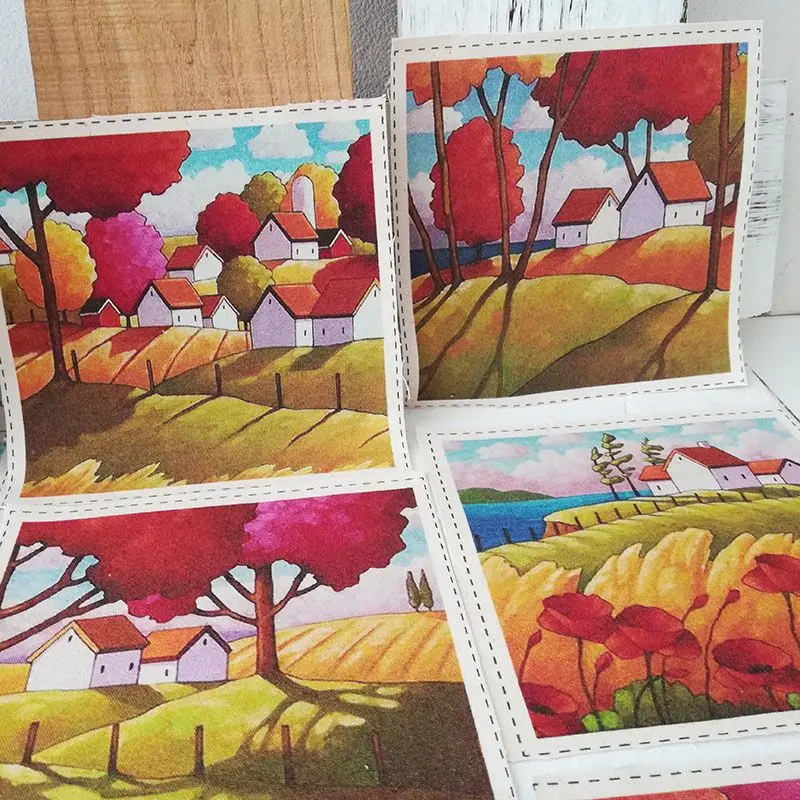 fabric patch fabric cartoon linen cotton fabric for sewing quilting fabric cotton DIY house pattern 15*15cm/piece T9867