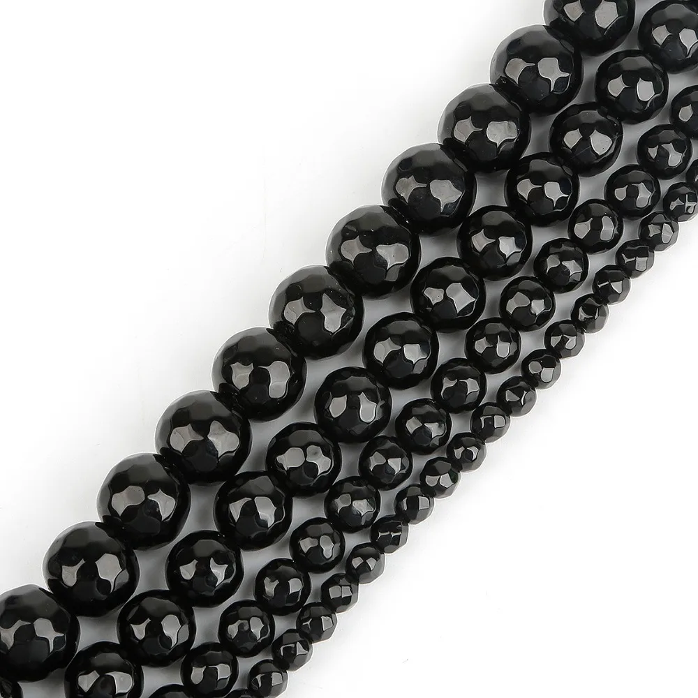 

4mm/6mm/8mm/10mm Black Onyx Natural Stone Beads Faceted Carnelian Agat Beads Faceted Round Onyx Beads For Jewelry Making