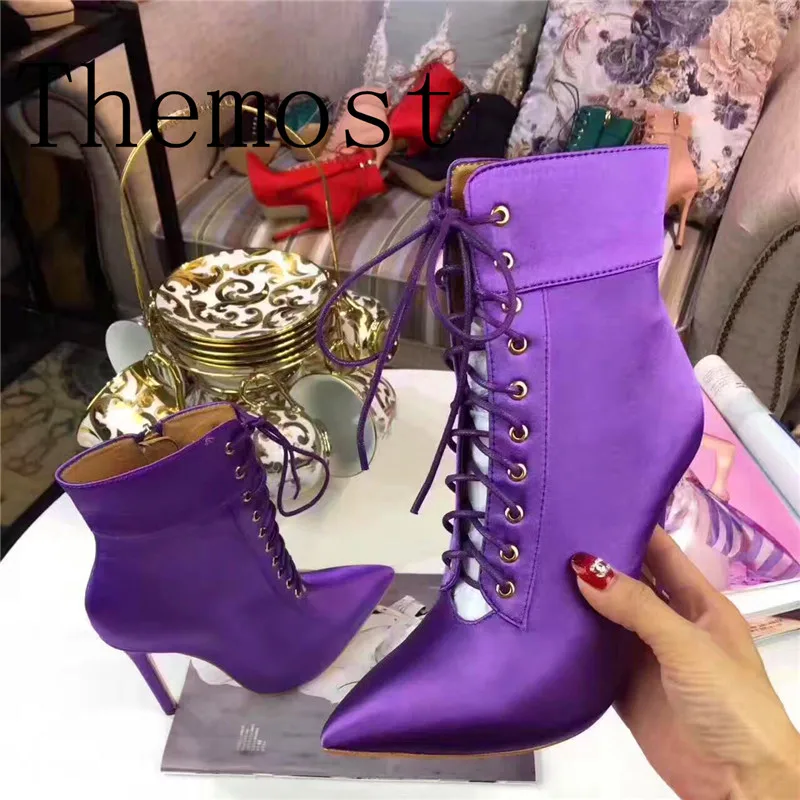 Courtes Green Pour Black Bottes Dame Cravate Avec red Européen Mode Pointues Romaine purple Américain Pointu pink Femmes Et army 2018 De Chaussures q46Uw0q